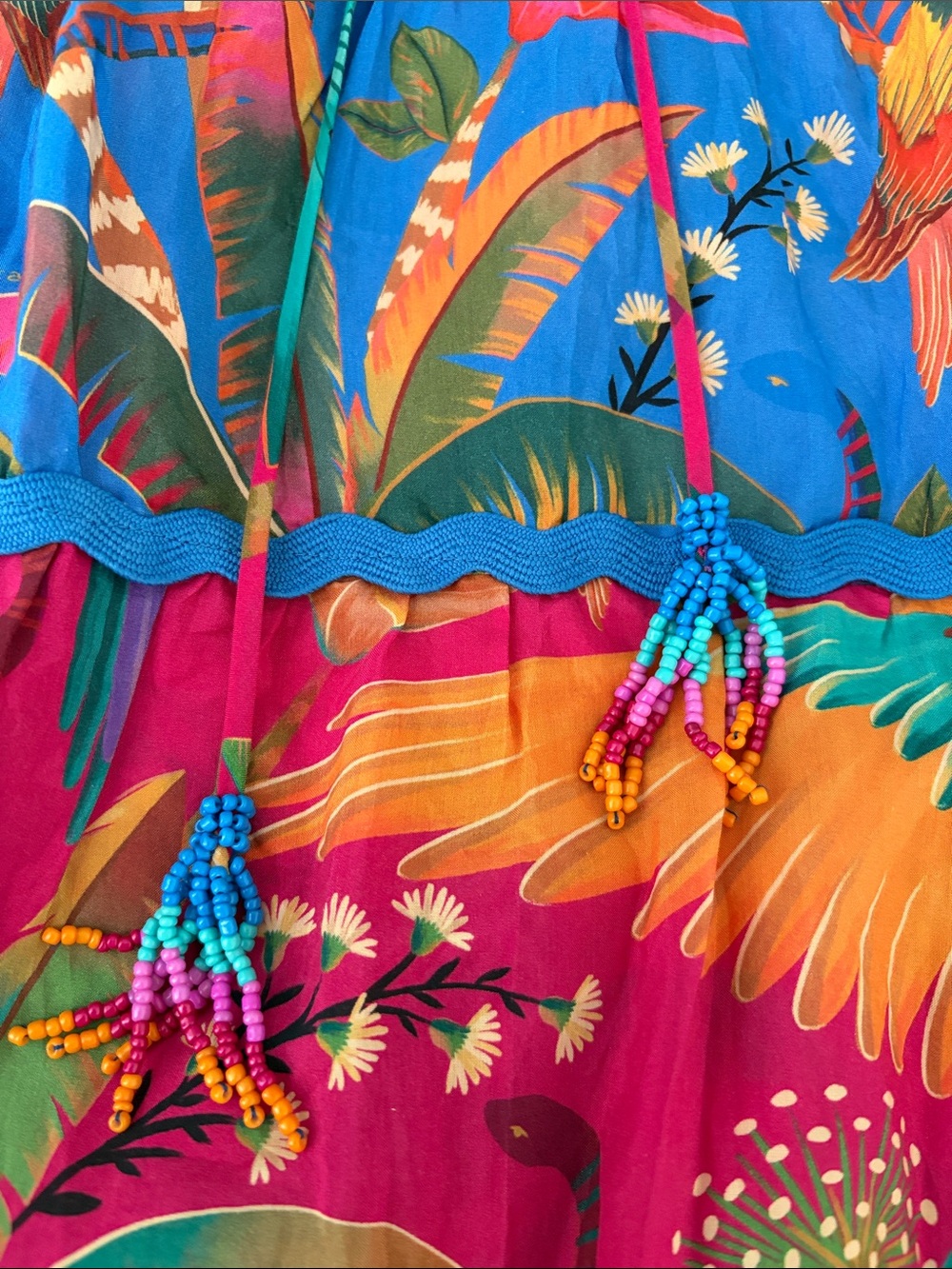 FARM Rio Vibrant Tropical Tiered Maxi Skirt - Fuchsia & Blue - Picture 4 of 6
